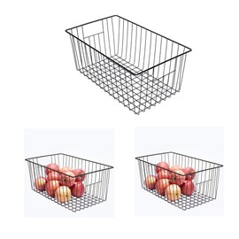 16inch Upright Freezer Organizer Baskets for 13-14,16-21 cu.ft Standup Freezer, Settle freezer chaos and reduce food waste effectively, Durable, Fully Use Space, Improve Air Circulate, Black, 3pcs
