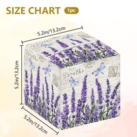 DELORIGIN Square Tissue Box Holder in Lavender Foldable Handkerchief Waterproof Tissue Box Cover with Flower Motif Facial_TISSUE_HOLDER