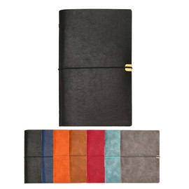 A6 Leder Notizbuch, 18 x 11 cm, 200 Seiten nachfüllbar Vintage Reisetagebuch Notizblock Tagebuch, mit Liniengummiband, Geschenk zum Frauen Männer Pad Notes Persönliches Notizbuch (Schwarz)