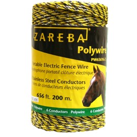 Zareba 656 ft Polywire - 200 M Electric Fencing - Highly Visible Poly wire - 6 Conductors - Easy to Install, Repair, Slice - PW656Y6-Z