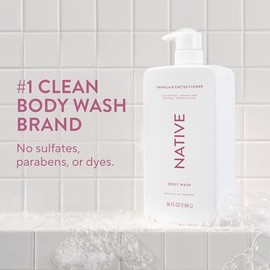 Native Body Wash for Women & Men, Vanilla & Cactus Flower, 36 oz Pump Bottle, Sulfate-Free & Gentle