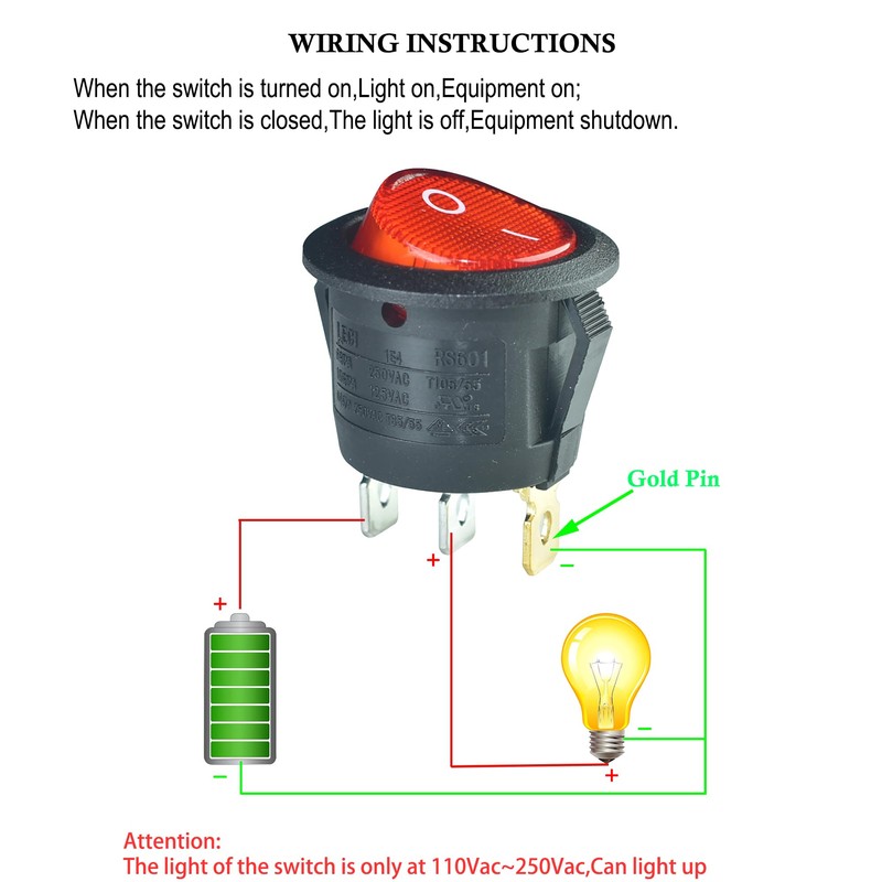 2Pcs Red Lamp Illuminated 3 Terminal SPST 2 Position I/O