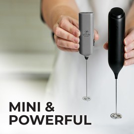 Zulay Kitchen Powerful Mini Milk Frother Handheld - Electric Hand Mixer - Portable Frother Wand for Coffee - Small Drink Blender for Lattes, Cappuccino, Matcha, Hot Chocolate, Creamer - Silver