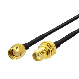 Superbat SMA Male to SMA Female Bulkhead Cable 16.4ft 50 Ohm Coax Cable for SDR Antenna Ham Radio, 3G 4G LTE Antenna, ADS-B, GPS Meter Radio etc.