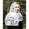 Mantveil Lace Mantilla Chapel Veil: Long D Shaped White Flower