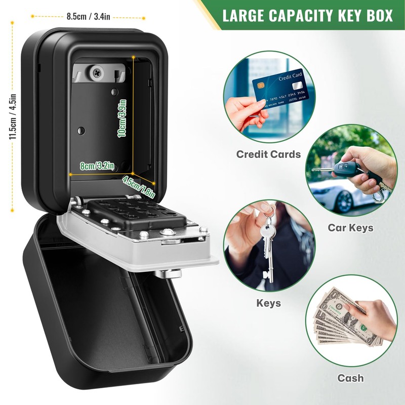 HUANLANG Lock Box for Keys with Code, Waterproof Key Lock