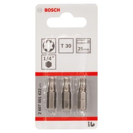 Bosch Professional Bit Extra-Hart für Innen-Torx-Schrauben (T30, Länge: 25 mm, 3 Stück), 2607001622