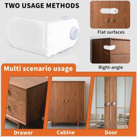 Child Proof Cabinet Locks（2-Pack) Baby proofing Cabinet Drawer Door Latches Child Safety Locks no Tools Need or Drill Easy to Install