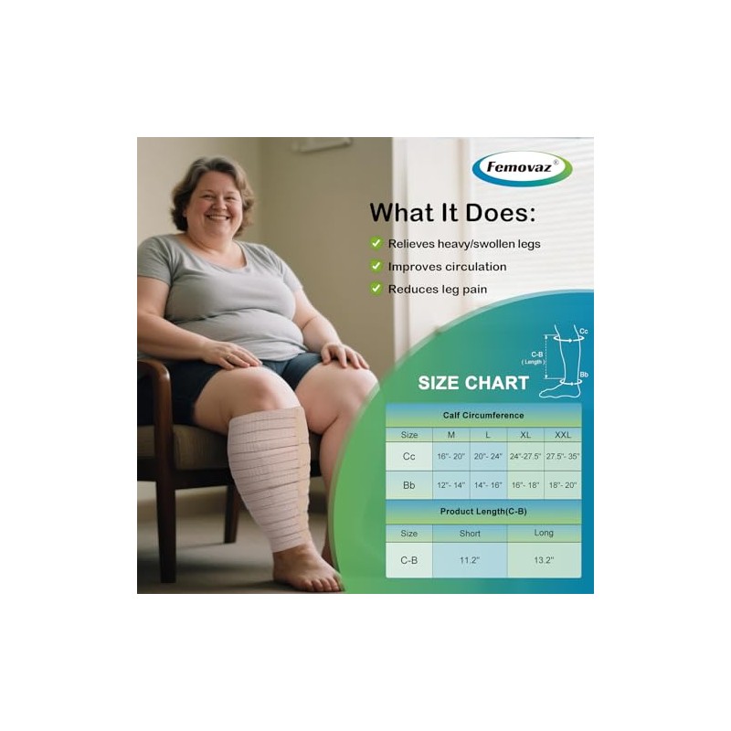 Envoltorios ajustables para linfedema y compresión para piernas - Alivia
