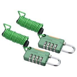 PATIKIL Luggage Cable Locks, 2 Pcs 4 Digit Combination Padlock with 3.3Ft Spring Cable, Security Wire Lock for Gym Locker Backpack Suitcase, Green