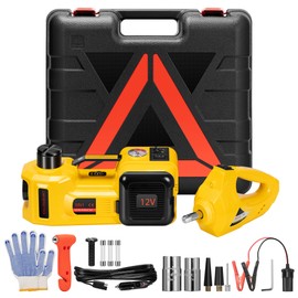 VIVOHOME Electric Car Jack 5 Ton 12V, 4 in 1 Hydraulic Floor Jack 6.1"-20.9" Lifting Range, Portable Emergency Car Lift with Impact Wrench & Tire Inflator for SUV MPV Truck