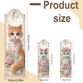 SHEGZHUC Set of 3 Diamond Painting Bookmarks Craft Diamond Painting Bookmark Diamond Painting Cats with Book Diamond Painting Animals Diamond Painting Art Embroidery Cross Stitch Pictures Gift