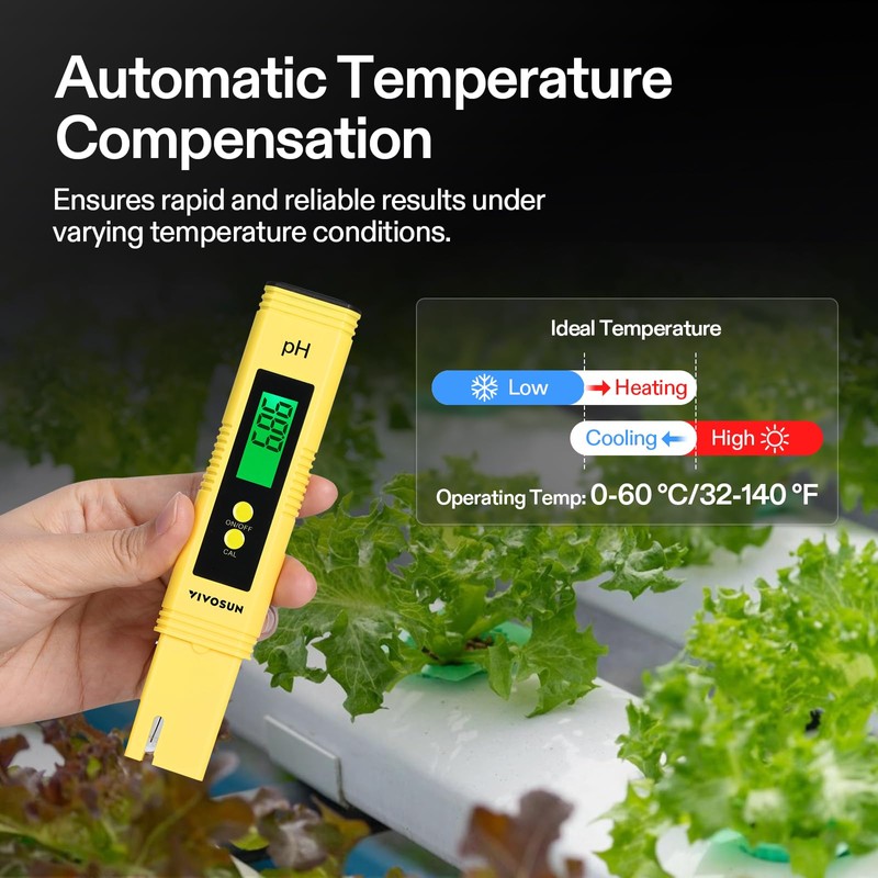 VIVOSUN Digital pH Meter, 0.01pH High Accuracy Pen Type pH