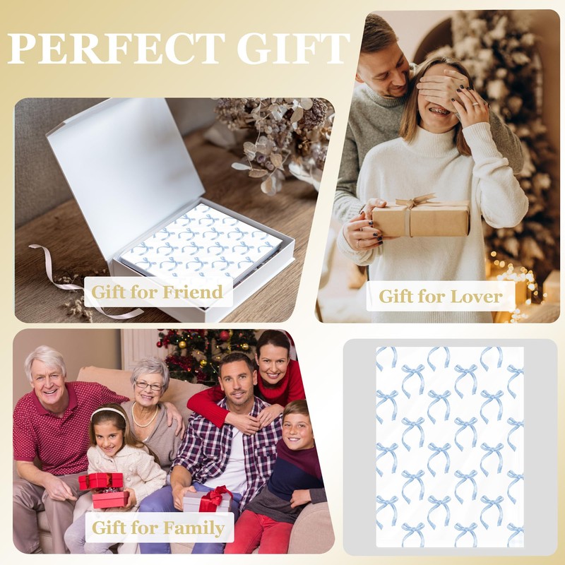 OTKBD Coquette Blue Bow Photo Album 4x6 Inch, Preppy Girly