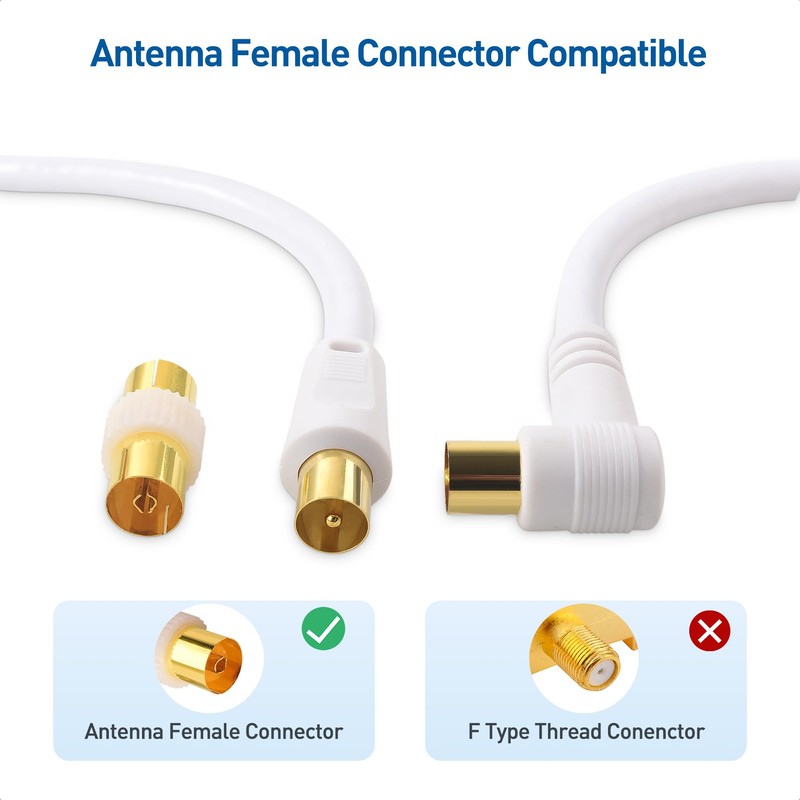 Cable Matters 2-Pack 3 m Right Angle Coaxial TV Aerial