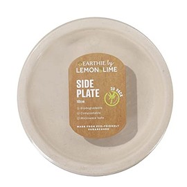 Lemon & Lime Eco Sugarcane Side Plates 30-Pieces, Natural, 18 cm Diameter