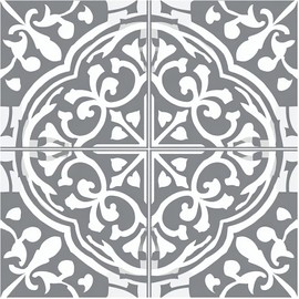 Nuxovilar Peel and Stick Vinyl Floor Tiles, 12x12 Inch Gray Floral Scroll Pattern, Self-Adhesive Flooring (10 Pcs)