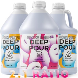 INCLY Deep Pour Epoxy Resin 1.5 Gallon Kit, 2:1 Epoxy Resin Deep Pour for 2 to 4'' Pour Molds Craft, Bubble Free & Crystal Clear Resin Casting for River Table Wood Filler Bar Top Preserving Flowers