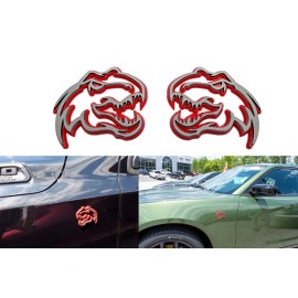Unbranded PAIR Dinosaur T-Rex TRX Emblem Badge fits Dodge Ram Logo Gray Red