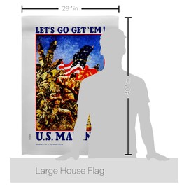 US Brotherhood Let's Go Get 'EM House Flag Eagle Set Armed Forces Marine Corps USMC Semper Fi United State American Military Veteran Retire Banner Small Garden Yard Gift Double-Sided, Made in USA