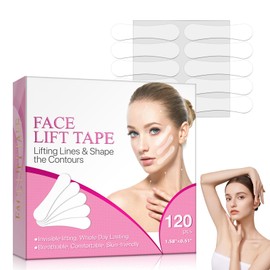 Soleneva 120 Stück Face Lift Tape, Unsichtbares Face Tape Lifting Gesicht, Facetape zur Hautstraffung, Face Tape Gegen Falten, Wrinkle Patches, Gesichtstape für Schlupflider, Make up Facelifting Tools