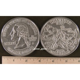 Big 3" Metal Coin Replica of a 2002 Mississippi State Quarter - Paperweight