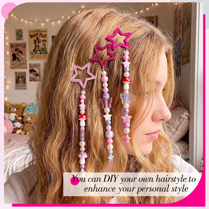 40Pcs Pink Star Hair Clips, Y2k Star Barrettes for Teens