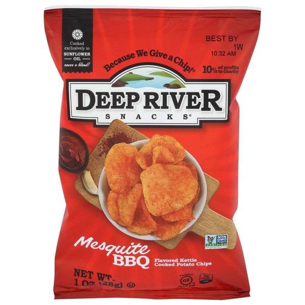 Deep River Snacks Mesquite BBQ Kettle Cooked Potato Chips, 1-Ounce (Pack of 80)