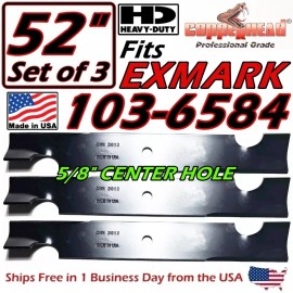 For Exmark COPPERHEAD 3-PACK 52" HD EXMARK HIGH-LIFT BLADES 303146, 103-6584 - MADE IN USA