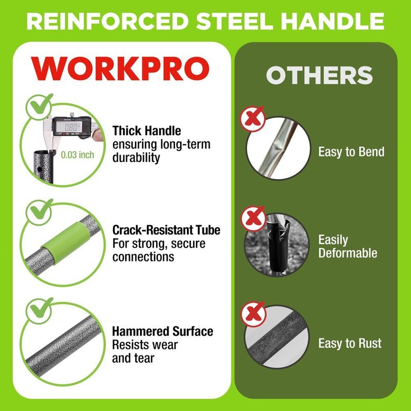 WORKPRO 65" Heavy Duty Bow Rake 17 Tine Metal Head