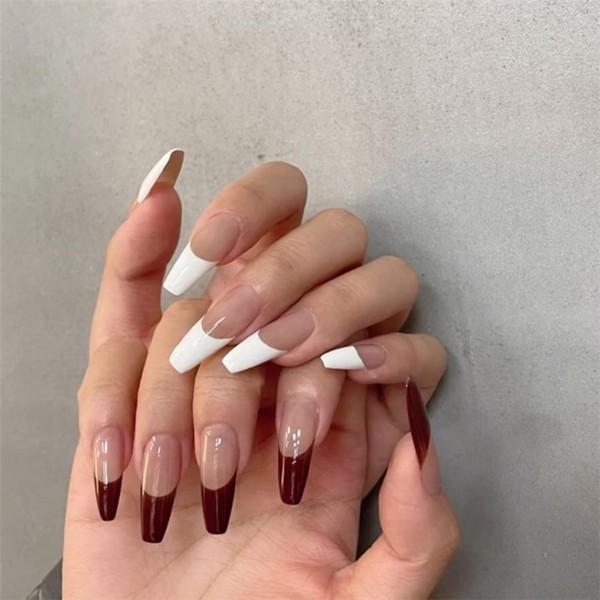 Medium Length Press on Nails, 24Pcs Full Cover Reusable False