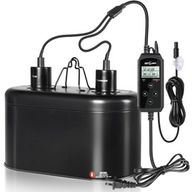 REPTI ZOO Reptile Light Fixture with Thermostat and Timer, Dual Deep Dome Fixture with PID Reptile Dimming Thermostat Switching Thermostat Heat Lamp Temperature Controller and Timing Function