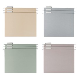 Y YOMA 12 Pack Colored Hanging File Folders Letter Size Decorative Hanging Folder Cute Pretty File Folder for Filing Cabinet Office Home with 1/5-Cut Adjustable Tabs, 4 Selected Morandi Color