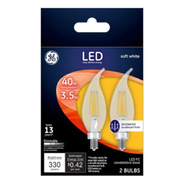 LED Chandelier Light Bulbs, Candle Shape, Clear Soft White, 330