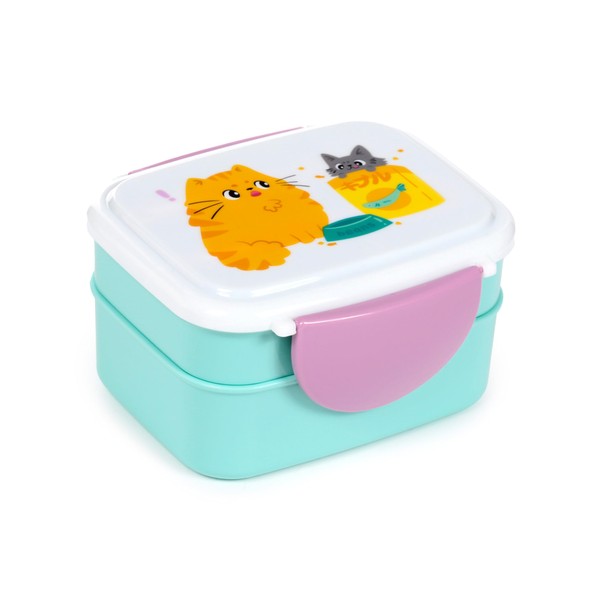Puckator Bean & Co Cats Clip Lock Stacked Bento Lunch