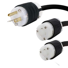 NEMA 5-20P to 2X L5-20R Y Splitter Cord - 22 Inches, 20A/125V, 12/3 AWG - Iron Box # IBX-24153