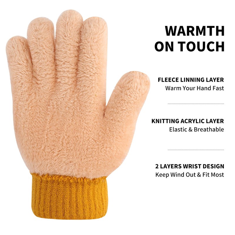 Women's Winter Warm Thermal Touch Screen Gloves Women Soft Cable