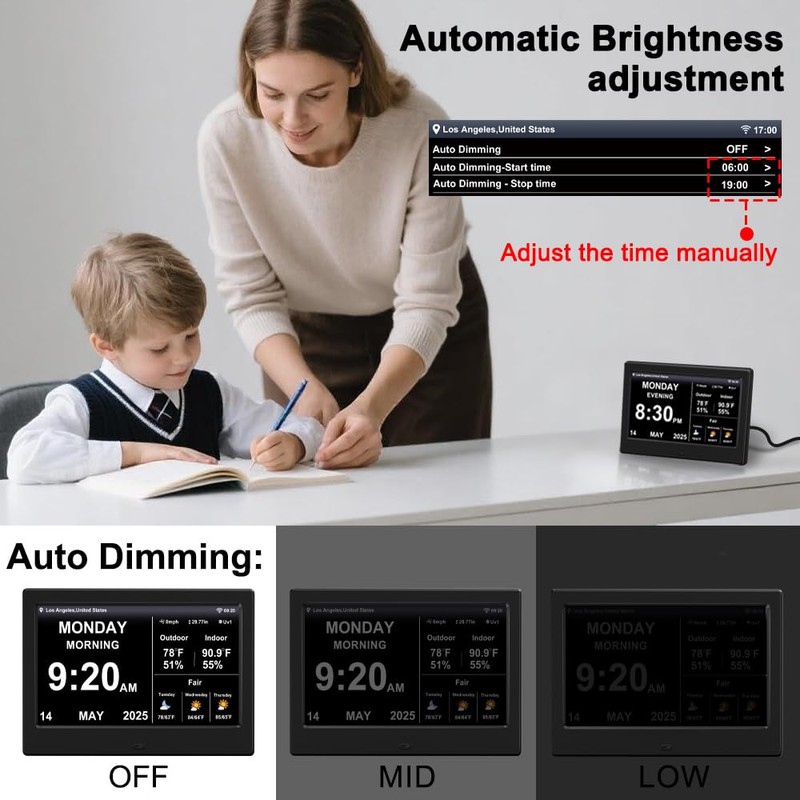 FEYBYLA 2025 New Digital Clock with Temperature/Humidity & Weather Forecast,