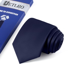 UETLRO Navy Blue Ties For Men Solid Pure Color Formal Neckties 3.15" (8CM) Men's Tie Gift Box, Navy Blue, Medium