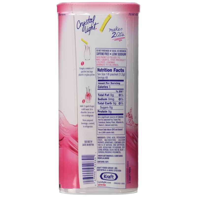 Crystal Light Raspberry Lemonade Drink Mix (Makes 12-Quarts), 1.8-Ounces Canisters