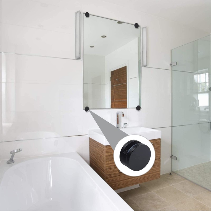 AWEN Mirror Clips Mirror Mounting Clips 8 Pcs (Black-8)