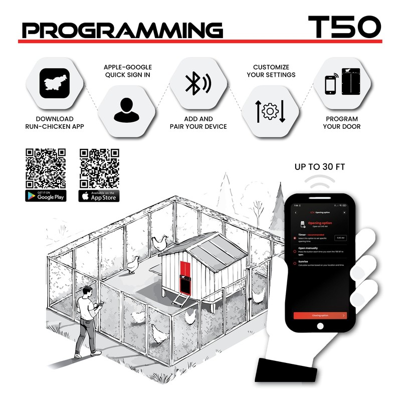 Run Chicken Door Model T50 (Red)