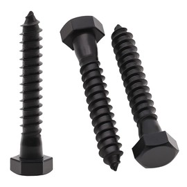 RoyceMart 5/16 x 5" (10 Pack) Stainless Steel Hex Lag Bolts, Hexagon Head Lag Screws Bolts, Stainless Steel 304 (18-8), UNC Coarse Thread, Tip Point, Deck Screws, Black Coated