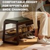Solid Wood Shoe Bench, 2-Tier Wooden Storage Entryway Bench, Mid-Century