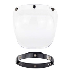 Ausla Windfest, Starker Licht- und UV-Schutz, Helmlinse mit DREI Druckknöpfen, PC-Linse Passend für Alle DREI-Knopf-Helme für Retro-Helm (Transparent)