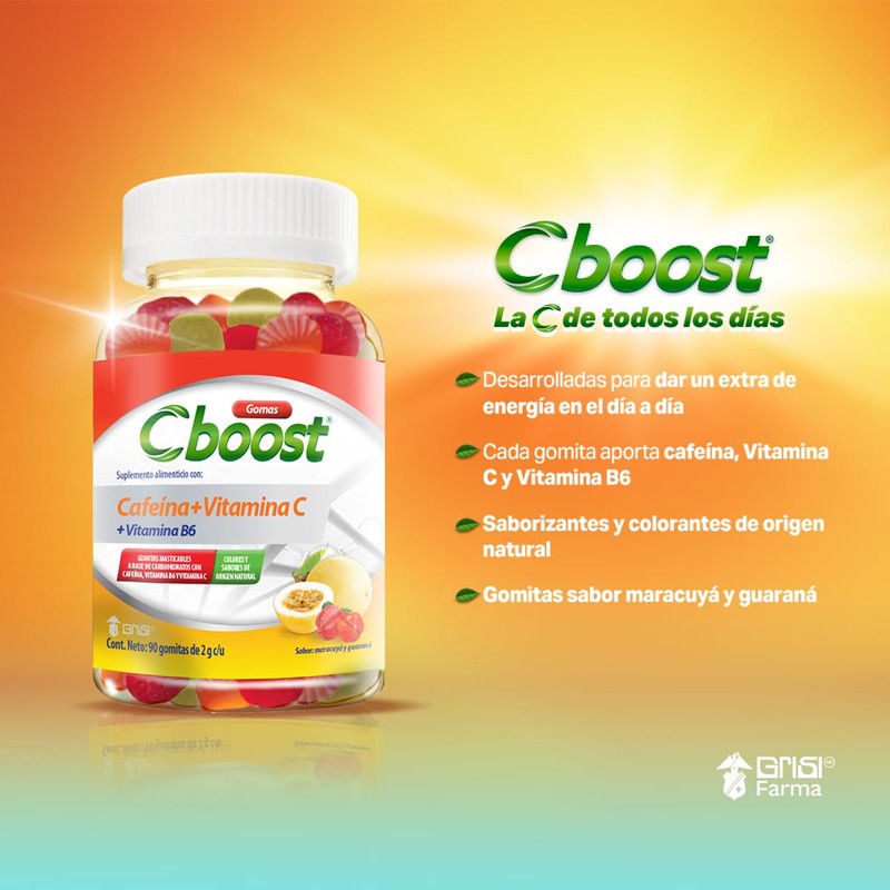 C-Boost, Gomitas de Cafeína + Vitamina C y Vitamina B6