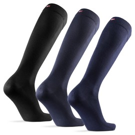 DANISH ENDURANCE Socks, 3 Pairs Set, High Socks, Viscose, Antibacterial, Deodorizing, Breathable, Soft, Men's, Women's, Multicolor(Black, Grey, Navy)