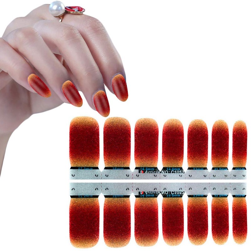 WOKOTO 8 Sheets Glitter Adhesive Nail Art Polish Stickers Tips