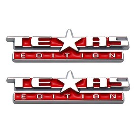 2X Small Size Texas Edition Emblem Badge Dash Instrument Panel 3D Sticker Decal Nameplate (Chrome Red)