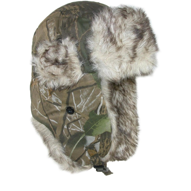 CTM Men's Camo Winter Aviator Hat with Ear Flaps, Medium/Large,